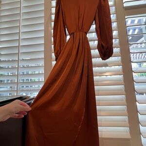 Elegant Brown Long Sleeve Dress